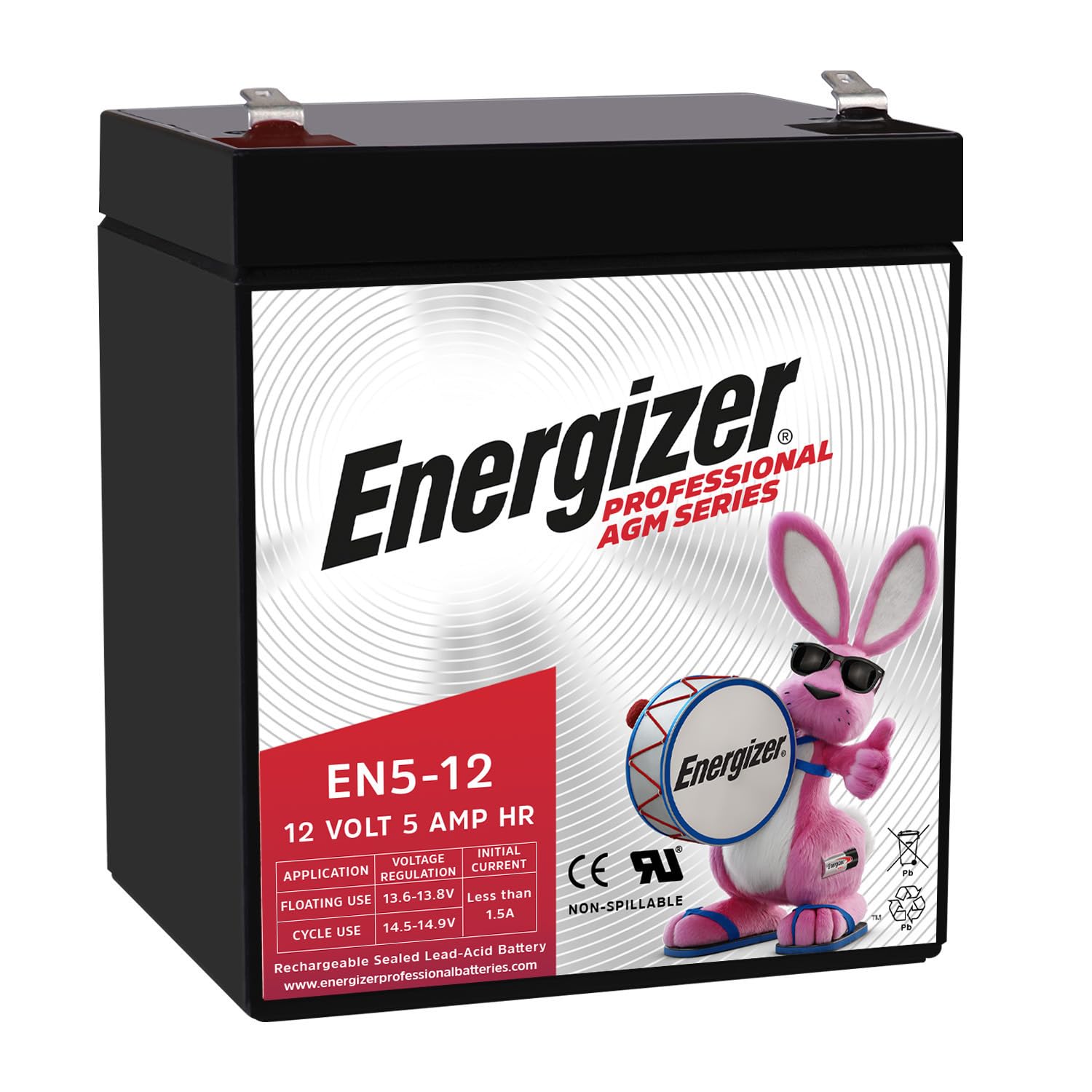 Photo 1 of Energizer EN5-12, 12 Volt 5 Amp Hr, Long Lasting Sealed Lead Acid AGM Rechargeable Battery Ideal for Use in Garage Door, Alarm Panels, Kids Ride On, Backup Power, and More