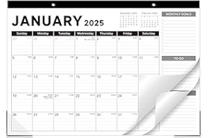 ATTITILL 2025 Desk Calendar - Desk Calendar 2025, Jan. 2025 - Dec. 2025, 17"x12" Desktop Calendar with Notes, Corner Protector, Ruled Blocks