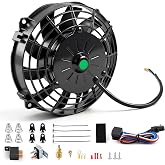 7 inch Slim Fan Electric Radiator Cooling Fan 12V 80W with Thermostat Wiring Switch Relay Kit Black