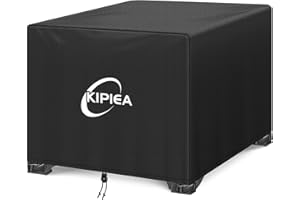 Kipiea Outdoor Square Fire Pit Covers Heavy Duty - 100% Waterproof Fabric with 4 Buckles for 22-44" Fire Pit Table