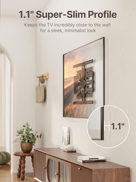 MONTEK ULTRA SLIM TV WALL MOUNT FOR 43-90 INCH TVS | 1.1″ THIN LOW PROFILE FULL MOTION BRACKET | DUAL SWIVEL ARTICULATING ARMS WITH TILT | MAX VESA 600X400MM | HOLDS 132LBS | FITS 16″/18″ STUDS