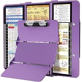 Nursing Clipboard Foldable, Foldable Clipboard w/Nursing Edition Medical Charts, 3 Layers Aluminum, Nurse Clip Board w/Low Profile Clip&amp;Pen Clip for Students, Nurses and Doctors, Purple