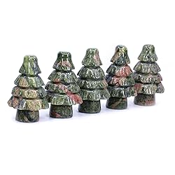 Keleny Natural Green Unakite Carved Decor Tree