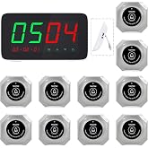 taoctee Wireless Calling System Commercial Pager (10 Buttons &amp; Receiver) | 5-Number Simultaneous Display, Adjustable Volume &amp; Music Alert, Cost-Effective Waiter Call System for Restaurant,Cafe,Clinic