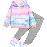 BAVADER Toddler Girl Clothes Tie-Dye Stripe Color Block Toddler Girls Clothes Little Girls Kids 2pcs Outfits Hoodie Leggings
