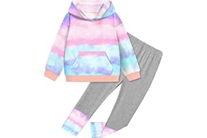 BAVADER Toddler Girl Clothes Tie-Dye Stripe Color Block Toddler Girls Clothes Little Girls Kids 2pcs Outfits Hoodie Leggings