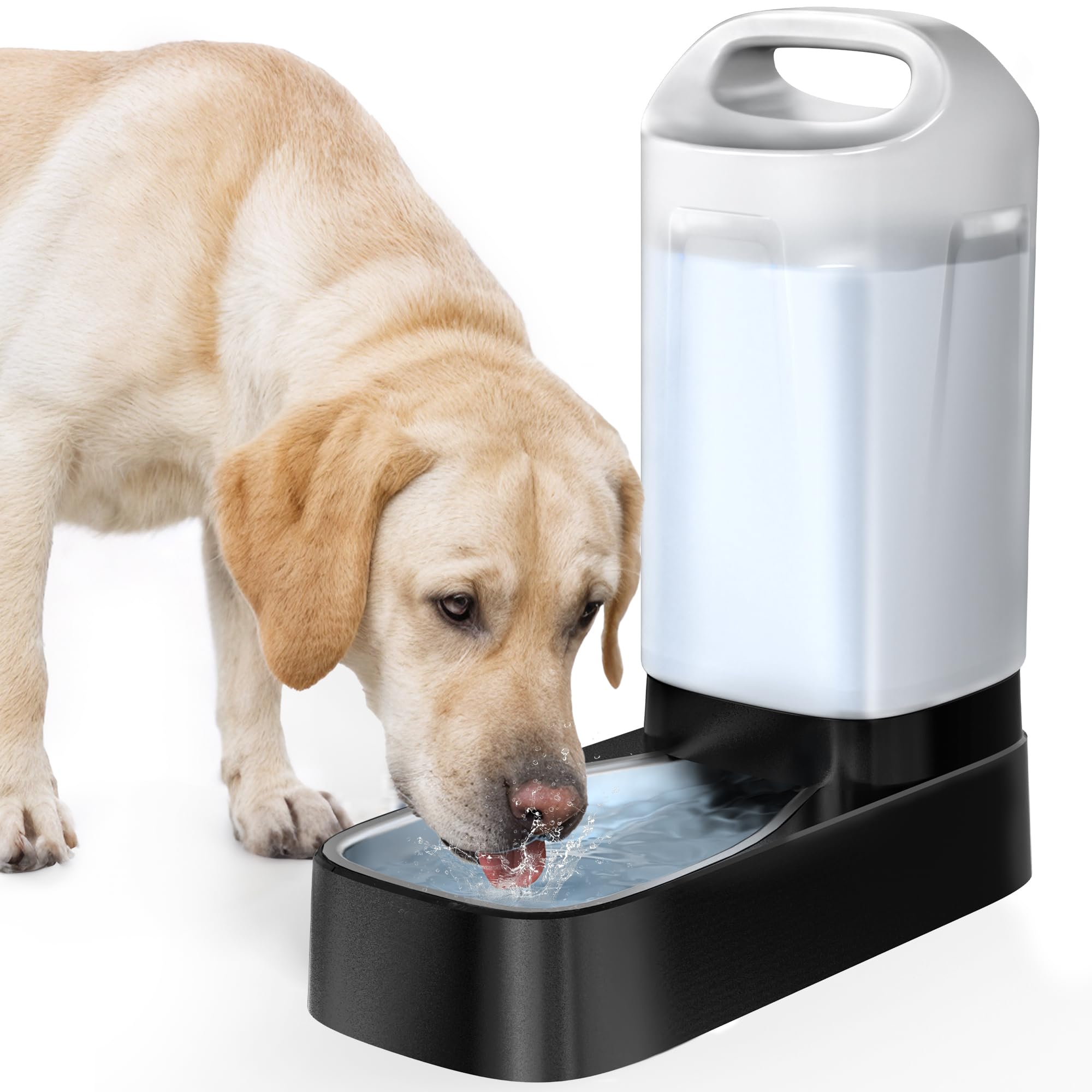 Photo 1 of Automatic Dog Water Bowl Dispenser - 2.4 Gallon Stainless Steel Gravity Pet Water Feeder with Ergonomic Handle Design Anti Splash Drinking Bowl Without Filter Easy to Clean Multi Pet Use