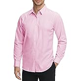 VANCOOG Men’s Slim Fit Dress Shirts Athletic Fitted Long Sleeve Stretch Casual Button Down Shirt