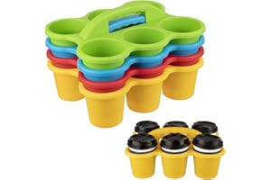 Find Scrapblooms 4 Packs Plastic Cup Caddy for Drink Delivery, Classroom Caddy 12x9.5x5.1 Inches, Assorted Colors