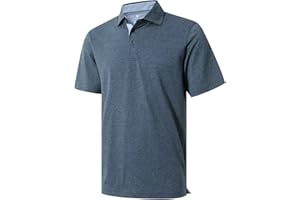 VEBOON Men's Polo Shirts Long and Short Sleeve Cotton Blend Heather Moisture Wicking Casual Collared Shirts