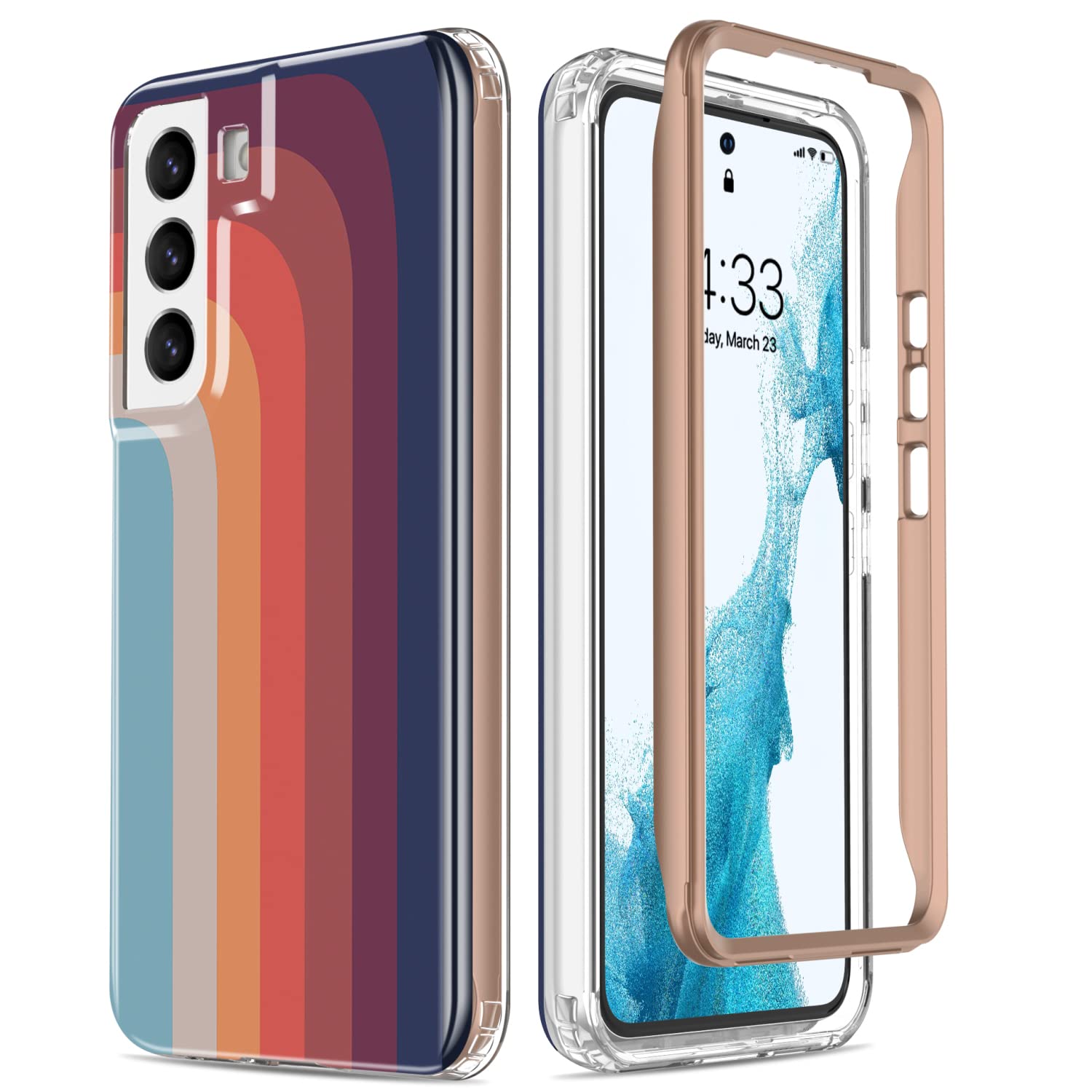 Esdot for Samsung Galaxy S22 Case,Military Grade Passing 21ft Drop Test,Rugged Cover with Fashionable Designs for Women Girls,Protective Phone Case for Galaxy S22 6.1" Nice Rainbow