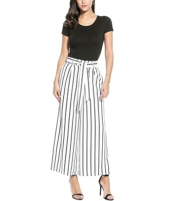 striped loose pants outfit