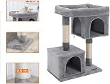 Feandrea Cat Tree Tower 84 cm Large Cat Condo with 2 Caves Light Grey PCT61WV2