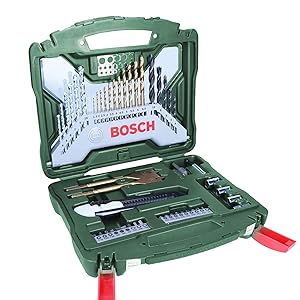 Bosch Set da 50 Pezzi di punte e bit avvitamento in titanio X-Line (per legno, pietra e metallo, accessori trapano)