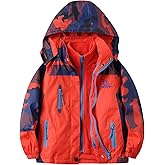 LittleSpring Boys Girls 3 in 1 Jackets Detachable Waterproof Fleece Jacket with Zipper Pockets