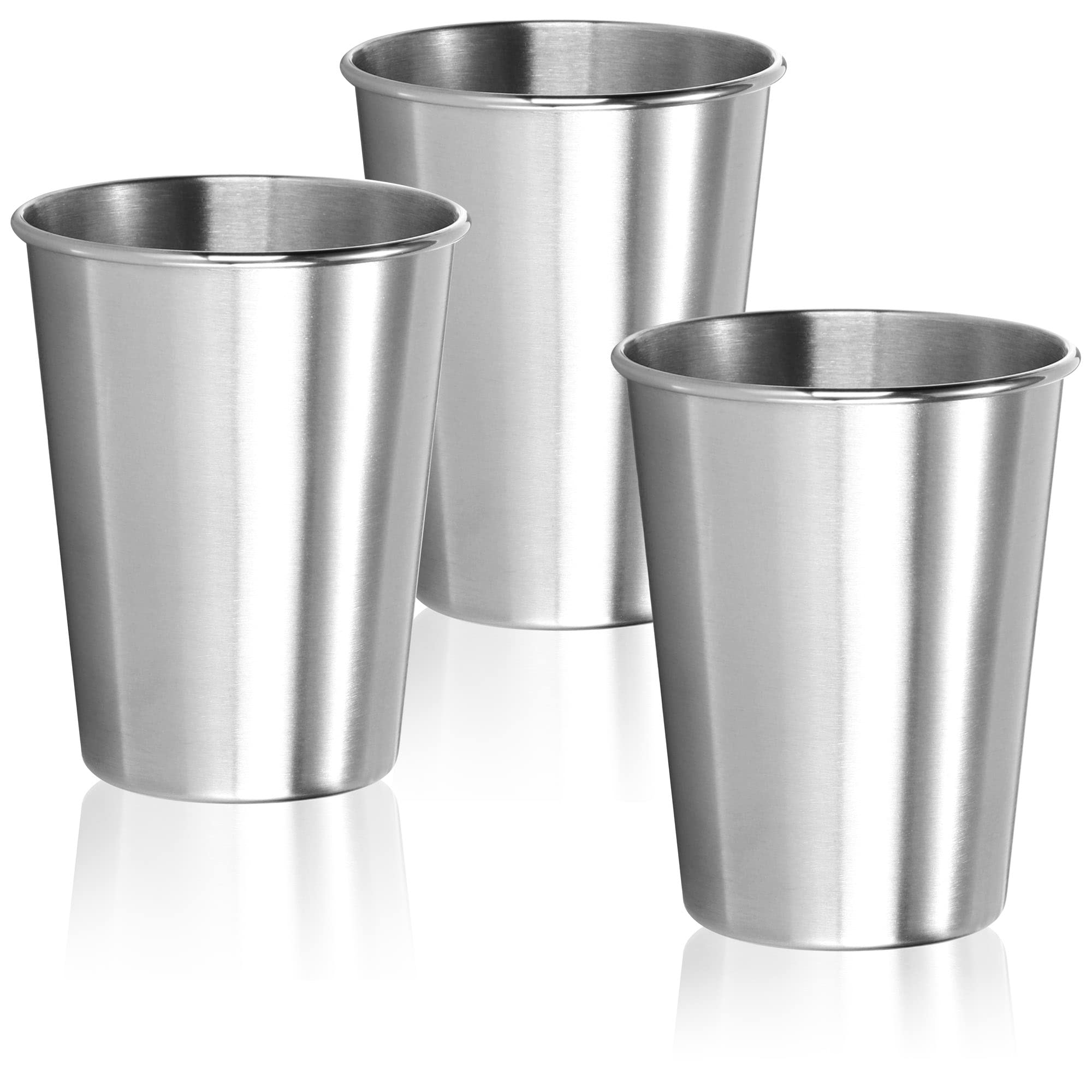 com-four® 3X Stainless Steel Drinking Cups - 304 Stainless Steel Cups - Lightweight Camping Cup 260 ml - Travel Cup Shatter-Proof and BPA-Free