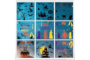SARYBEI Hallowee Window Clings Hocus Pocus Decorations - 135 PCS Reusable Static Window Stickers Decor - Bats Spider Pumpkin Witch PVC Stickers for Halloween Party Decorations Supplies