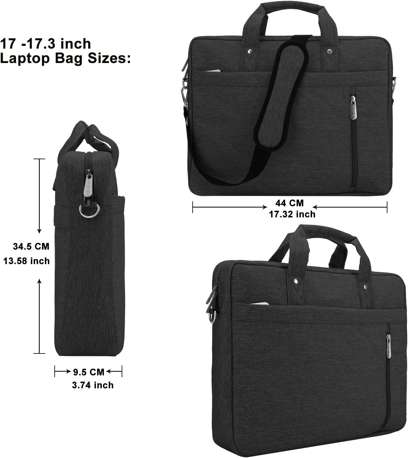 DOB SECHS Laptop Bag Case 16'' 17'' 17.3 Inches Computer Bag Shockproof Briefcase Shoulder Messenger Bag Waterproof Business with Tablet Pocket for Men Women Travel School Lawyer Black - Image 5