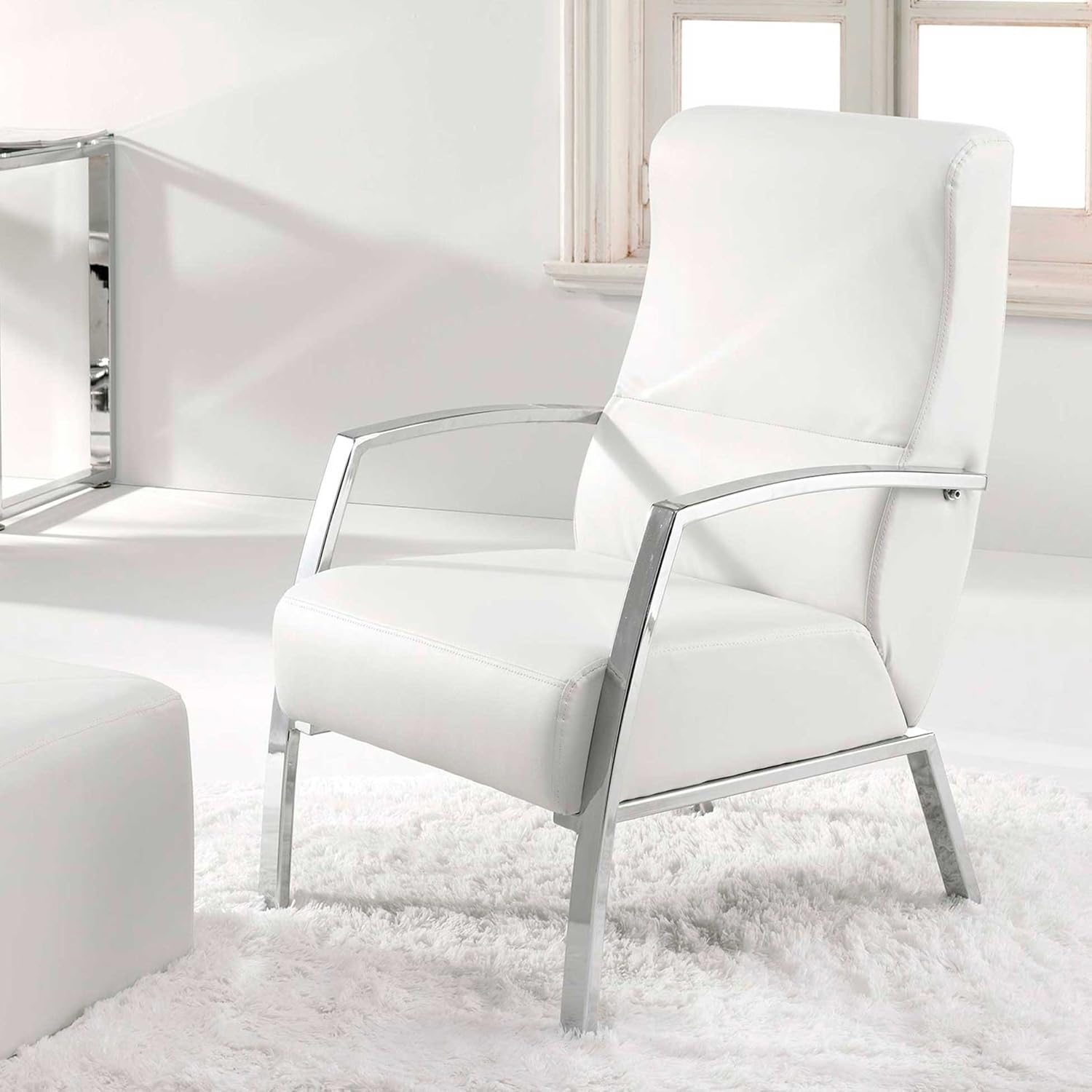 Adec - Sillon butaca tango, medidas 60 x 63 x 95 cm, color blanco crema
