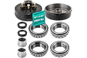 JADODE 10" x 2-1/4" Trailer Brake Drum Kit 5 on 5" for 3500 lbs Heavy Duty 5 Bolt Brake Drums 1/2"-20 L68149/L44649 Trailer Brake Hub Drum Assembly 008-249-07,84557,22002K,Set of 2