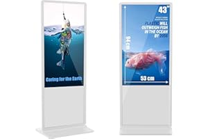 YIOUWUEN 43 Inch Touchscreen Digital Signage Kiosk,8GB+128GB Android 11, Floor Standing LCD Digital Signage, Commercial Interactive Advertising Display Screen, White with USB 3.0 Flash Drive and Mouse