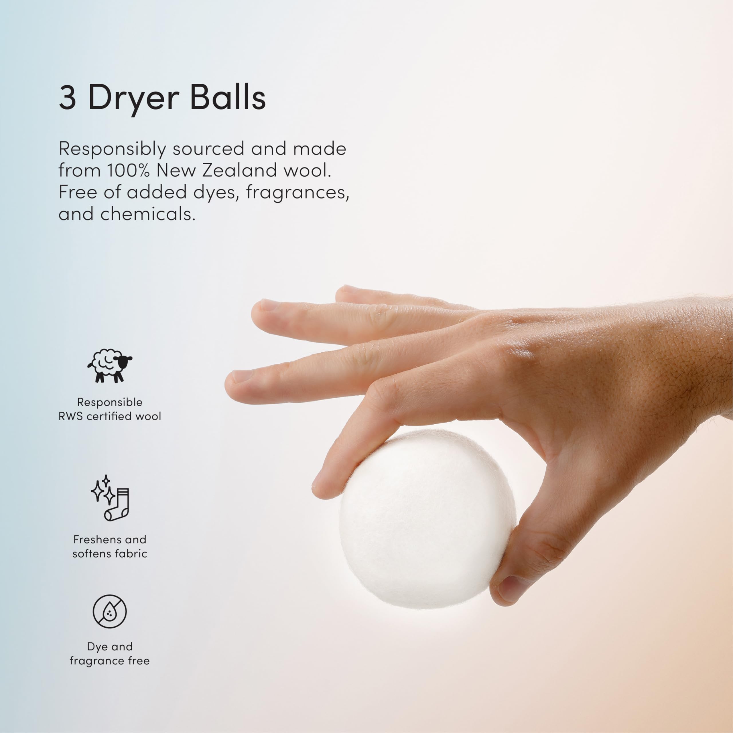 Dirty Labs 100% New Zealand Wool Dryer Balls | 3 Balls | Shorten Drying Time | Reduce Static & Wrinkles | Dryer Sheet & Fabric Softener Alternative