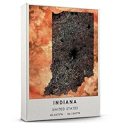 Indiana United States Map Poster, Indiana United