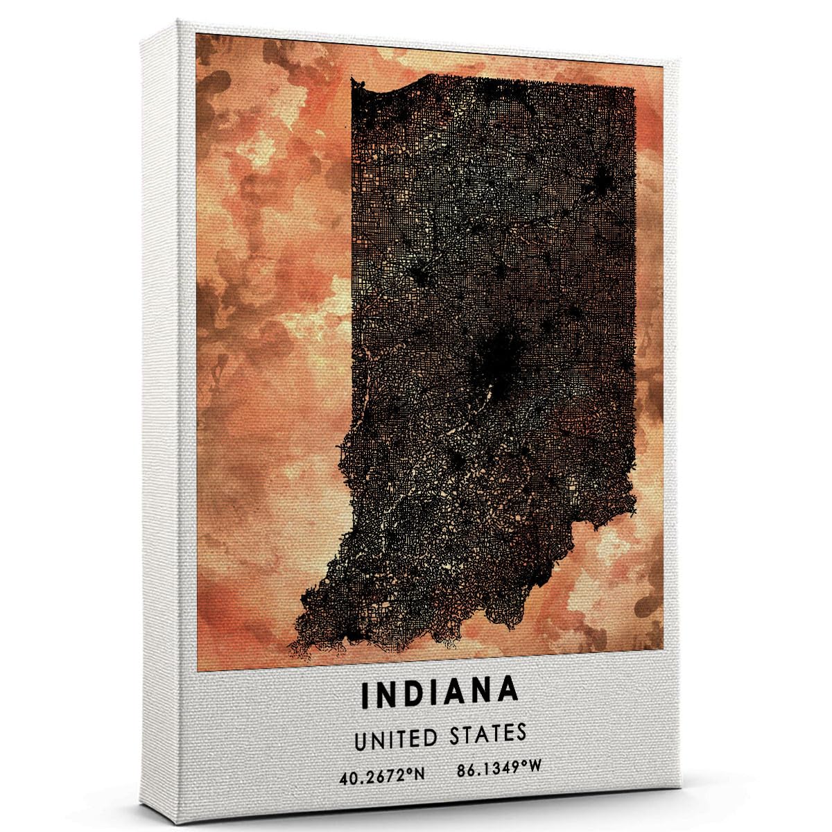 Indiana United States Map Poster, Indiana United
