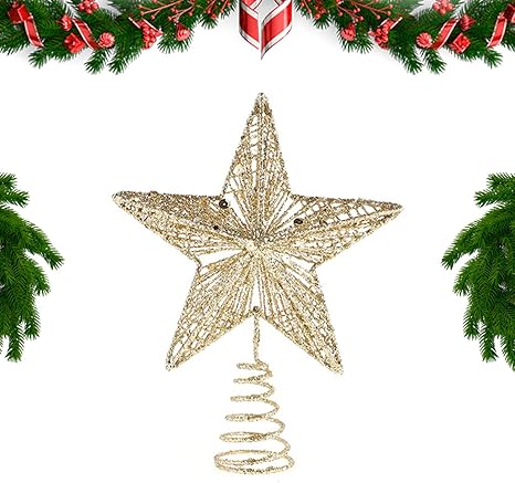 Amazon Co Jp Lifemaison クリスマス ツリートップ 星 ダイヤモンド装飾 豪華 洗練された輝く星 スターオーナメント 大きサイズ cm ゴールド Lifemaison ホーム キッチン