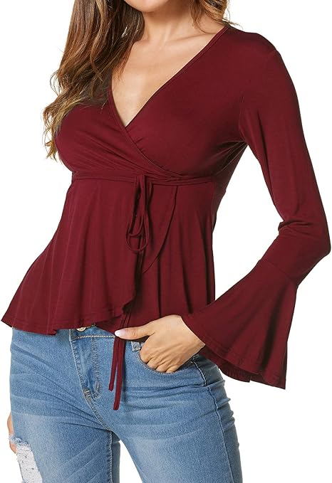 Niwicee Camicia Donna Estiva Manica Corta - Scollo A V, Abbottonata, Taschino, In Misto Poliestere Ed Elastan