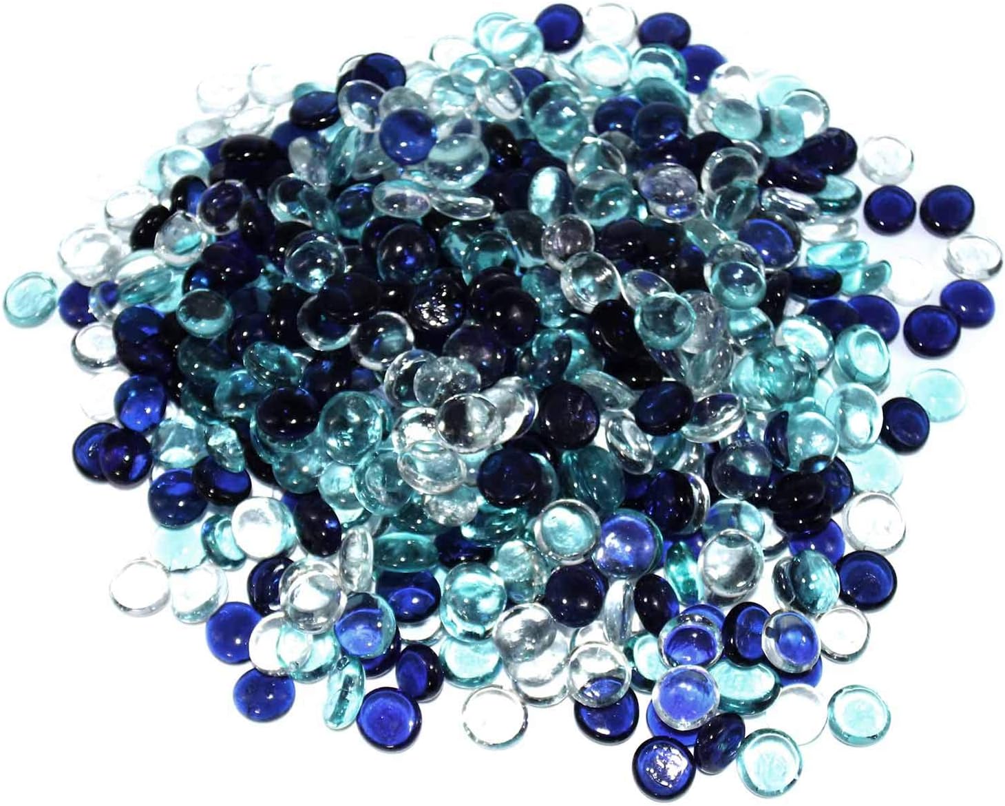 Vase Fillers - Flat Glass Marbles for Vases - 5 LB Mixed Blue Aqua and Clear Decorative Stone Beads for Vases, Crafts, Colored Rocks Table Scatter, Aquarium Fish Tank Pebbles, Centerpieces Gem Décor Floral Displays