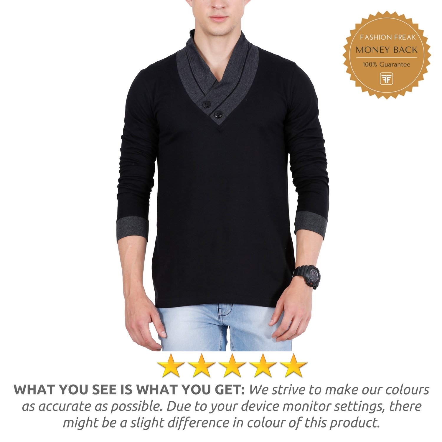 fashion freak men's cotton t-shirt (black)