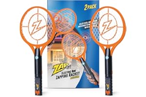 2 Pack Electric Fly Swatter Racket and Mosquito Zapper by ZAP IT! - High Duty 4,000 Volt Electric Bug Zapper Racket - USB Rechargeable Fly Zappers Racquet for Indoor and Outdoor - Medium, Orange