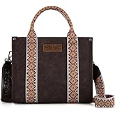 Wrangler Tote Bag for Women Western Purse with Boho Shoulder Strap Medium Satchel Top Handle Purses and Handbags