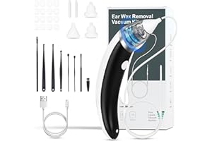 NEMUTA Ear Wax Remover, Ear Wax Vacuum,5 Levels Strong Suction, Ear Wax Removal Kit, USB Charge Ear Wax Vacuum, Reusable Ear Wax Removal Tool, Suitable for Adults Kids(Black)