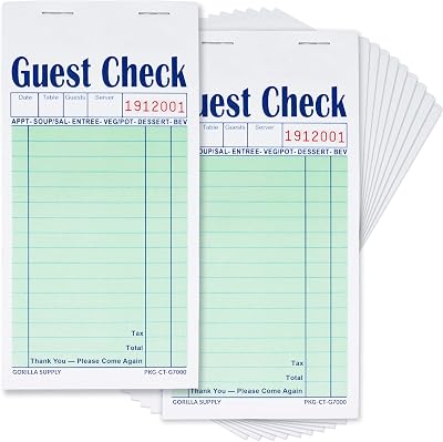 Gorilla Supply Guest Check Book 500 Ct Green Carbonless 2-ply Order Pad Server