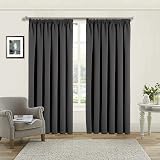 Aspire Homeware Blackout Curtains 90x90 Pencil Pleat Grey 2 Panels Tiebacks view 2