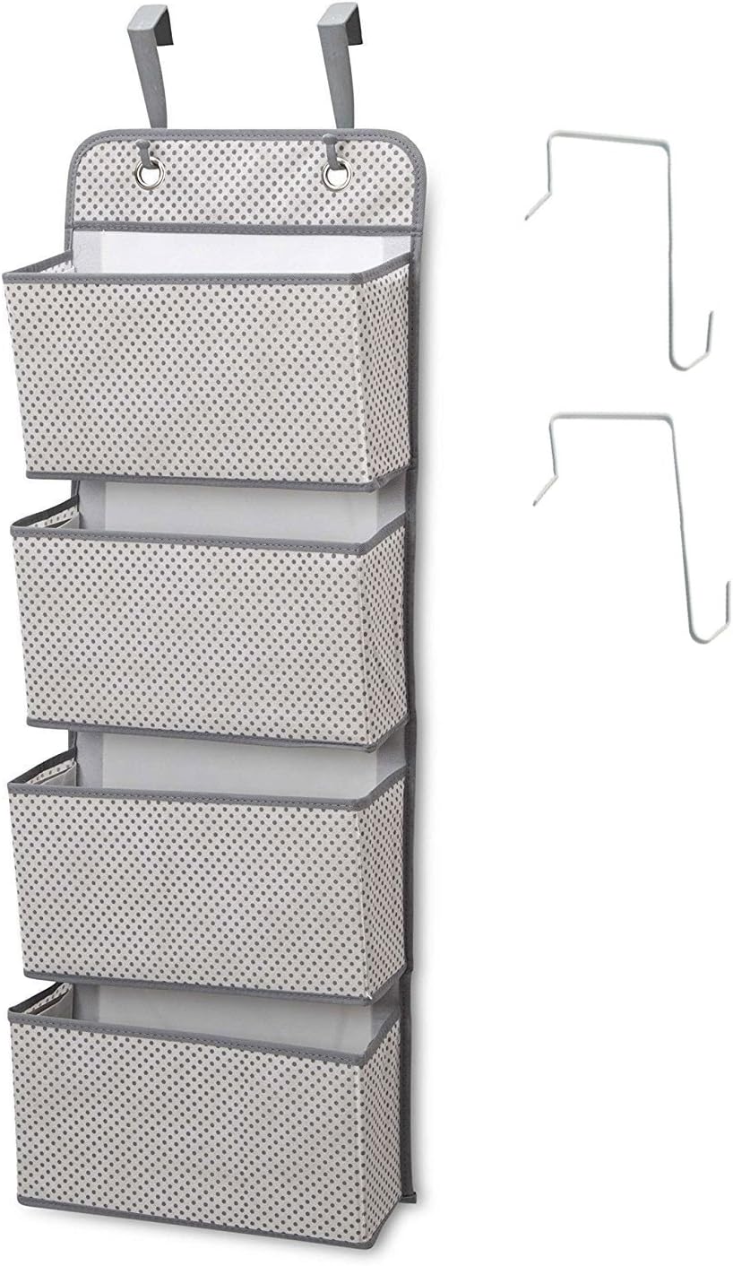 HUANXIN 4 Pocket Closet Storage Organizer Wall Mount Over Door Fabric Hanging Organizer Grey