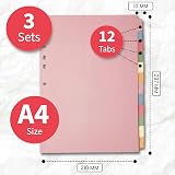 The Paper Shop File Dividers A4 12 Part 3 Pack Writable Coloured Tabs view 2