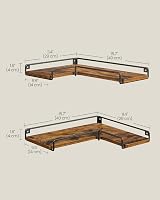 VASAGLE Floating Shelves Set of 3 L-Shaped Corner Wall Shelves Rustic Brown view 3