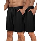 2 Pack Mens Gym Basketball Shorts - Athletic Black Workout Quick Dry Shorts with Pockets for Casual Running