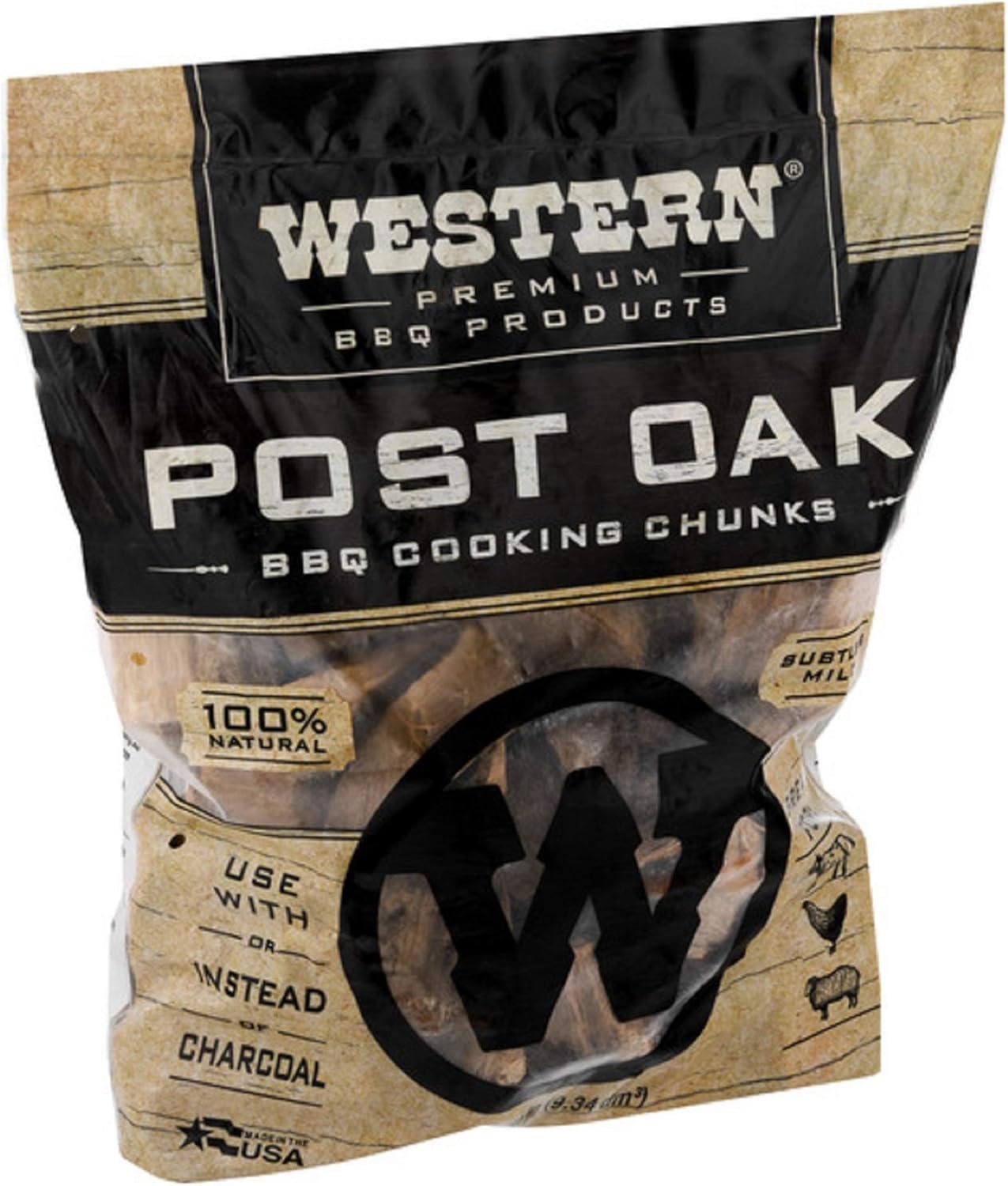 Western Premium BBQ Products Post Oak BBQ Cooking Chunks, 570 cu in : Smoker Chips : Garden & Outdoor