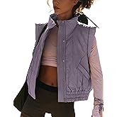 SKIKYAN Women Quilted Puffer Vest Button Down Scrunch Sleeveless Winter Stand Collar Padded Gilet with Pockets