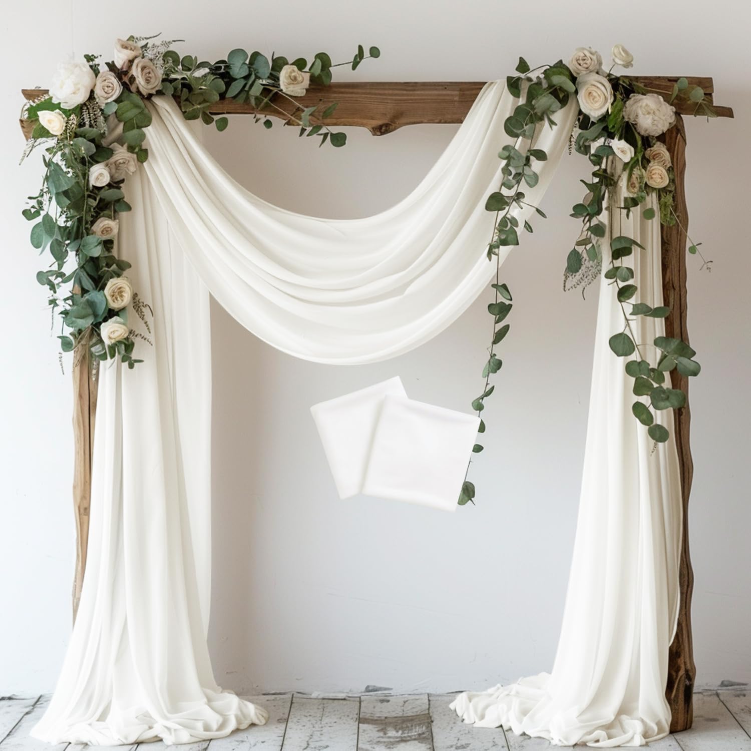 Photo 1 of Wokceer Wedding Arch Draping Fabric 2 Panels 28.7" x 20FT Ivory Drapes Sheer Fabric Backdrop Arch Draping for Wedding Ceremony Birthday Party Bridal Shower Decoration