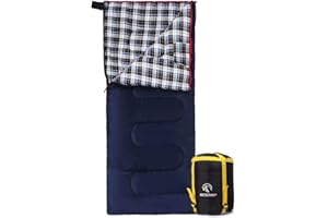 REDCAMP Cotton Flannel Sleeping Bags for Camping, 41F/5C 3-4 Season Warm and Comfortable, Envelope Blue with 2/3/4lbs Filling