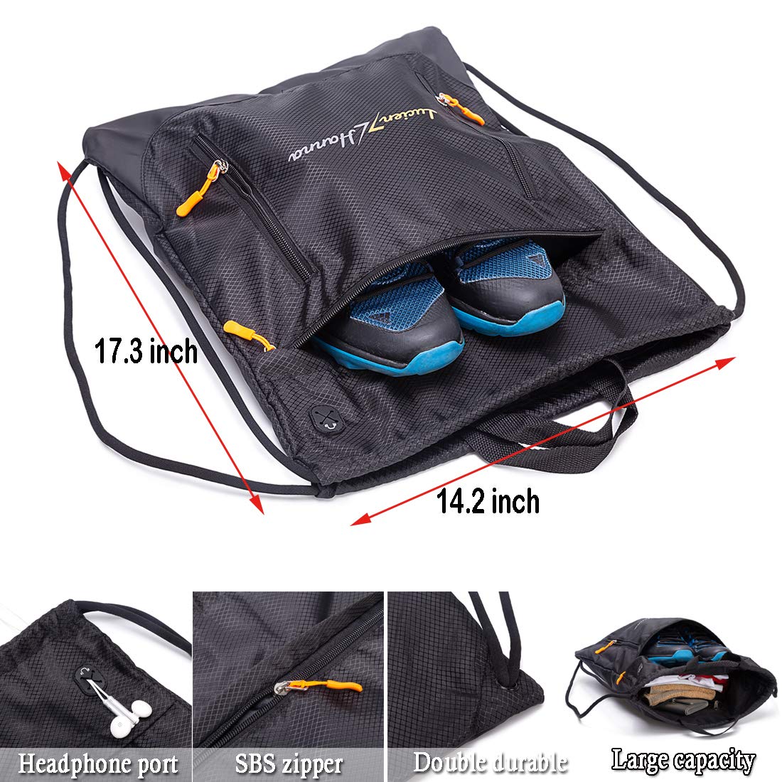 Men Women Kid Drawstring Backpack Waterproof String Sackpack Sports