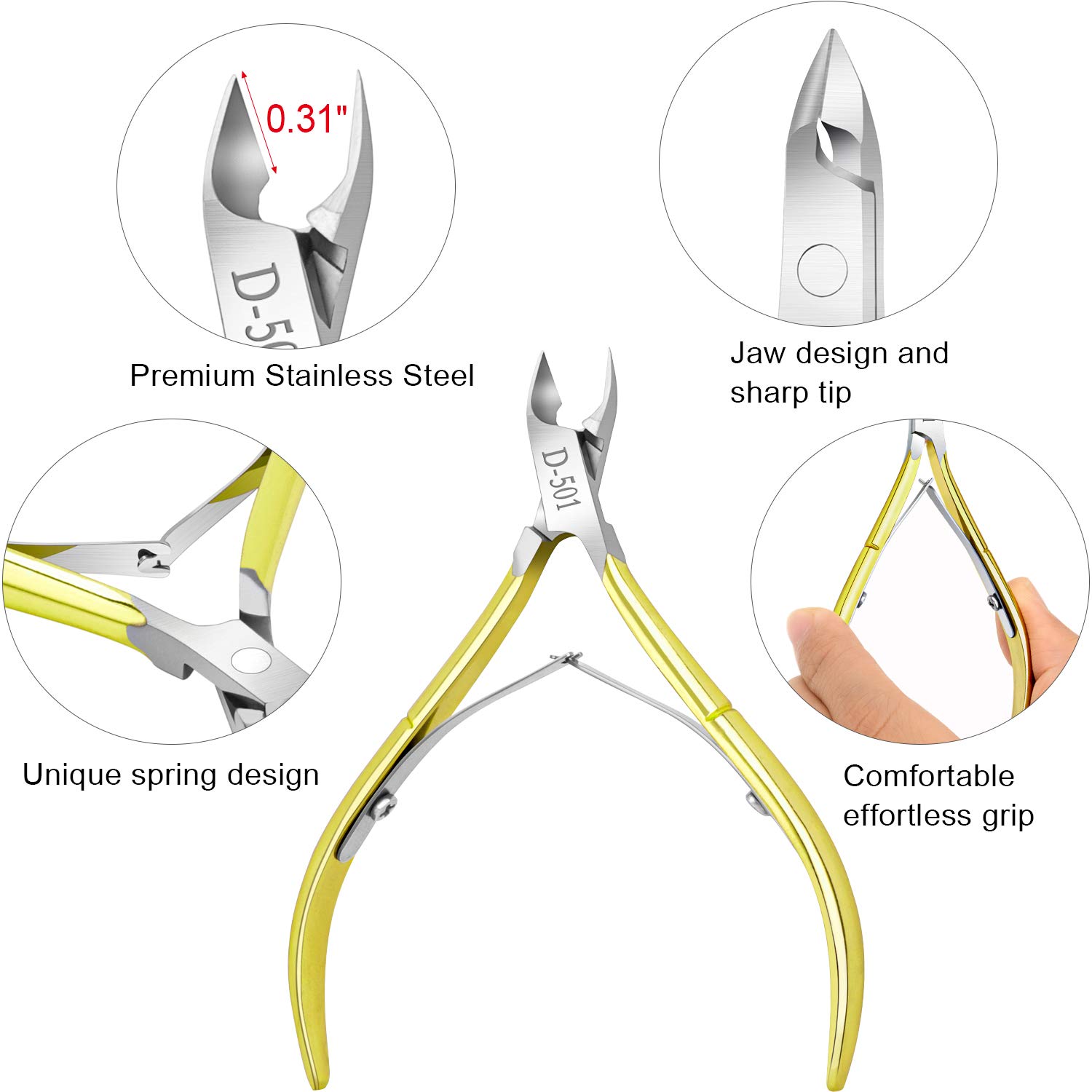 7 PCS Cuticle Trimmer Nipper Tools Set, Professional Grade Stainless Steel Cuticle Nippers with Cuticle Pusher Tools Kit for Manicure & Pedicure at Home/Spa/Salon: Beauty