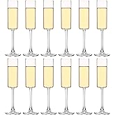 YANGNAY Cylinder Champagne Flutes, Champagne Flute Glass Set of 12, Clear Champagne glasses for Party, Home, Restaurant Use, 6 oz Capacity