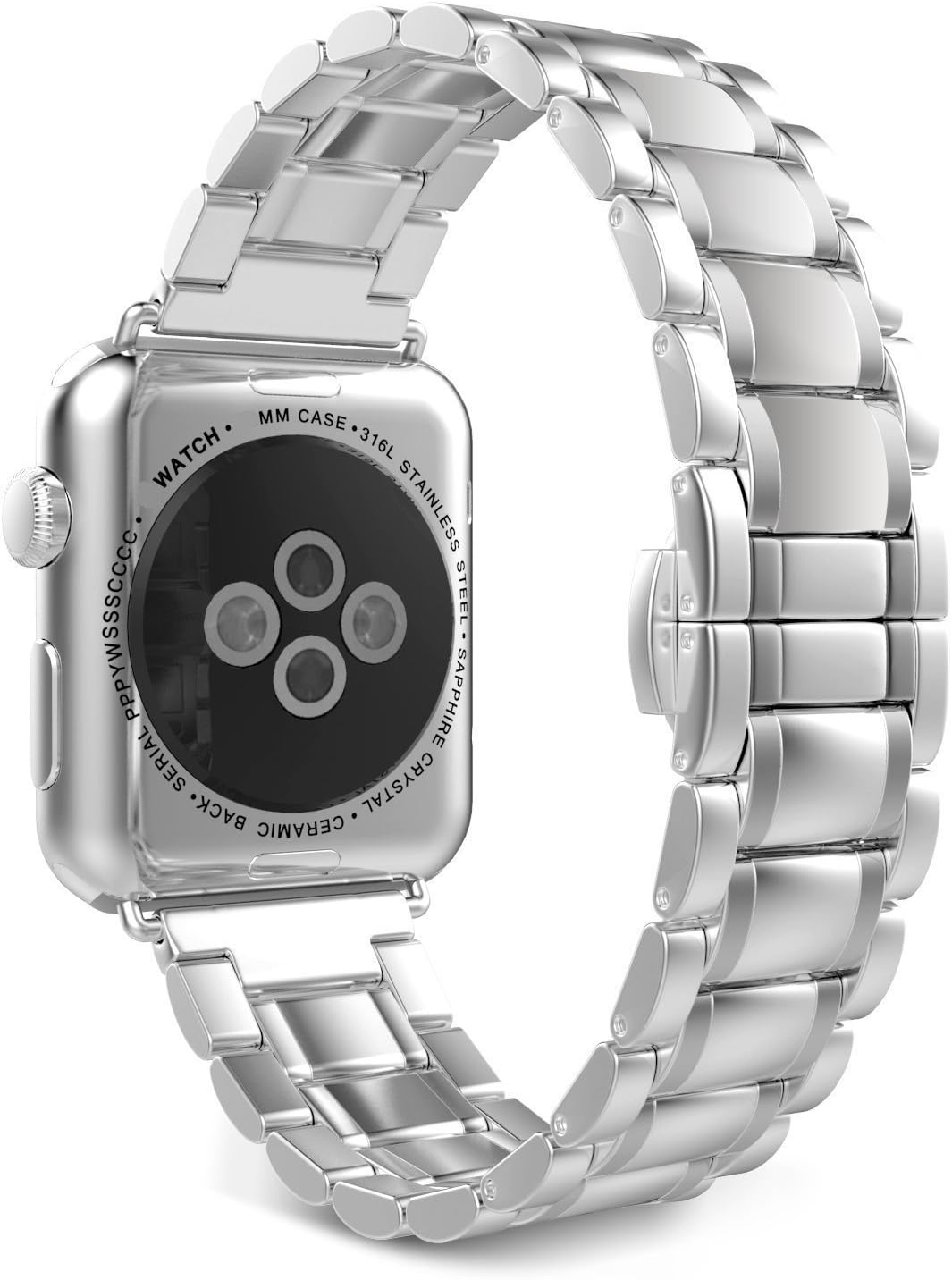 Seinit Stainless Steel Watch Band Replacement Strap Compatible with Apple Watch Series 6/5/4/3/2/1 40mm/38mm, Silver