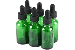 NOOEEISS 6 Pcs, 1oz Dropper Bottle, Green Glass Eye Dropper Bottle,Tincture Bottles with Dropper, Leak-Proof Design, Stronger Suction, for All Kinds of Mixed Liquids